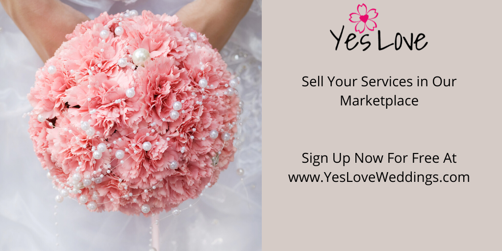 Wedding Pros sign up to sell your products &amp; services on Yes Love Wedding Marketplace. It's FREE! Sign up today at YesLoveWeddings.com