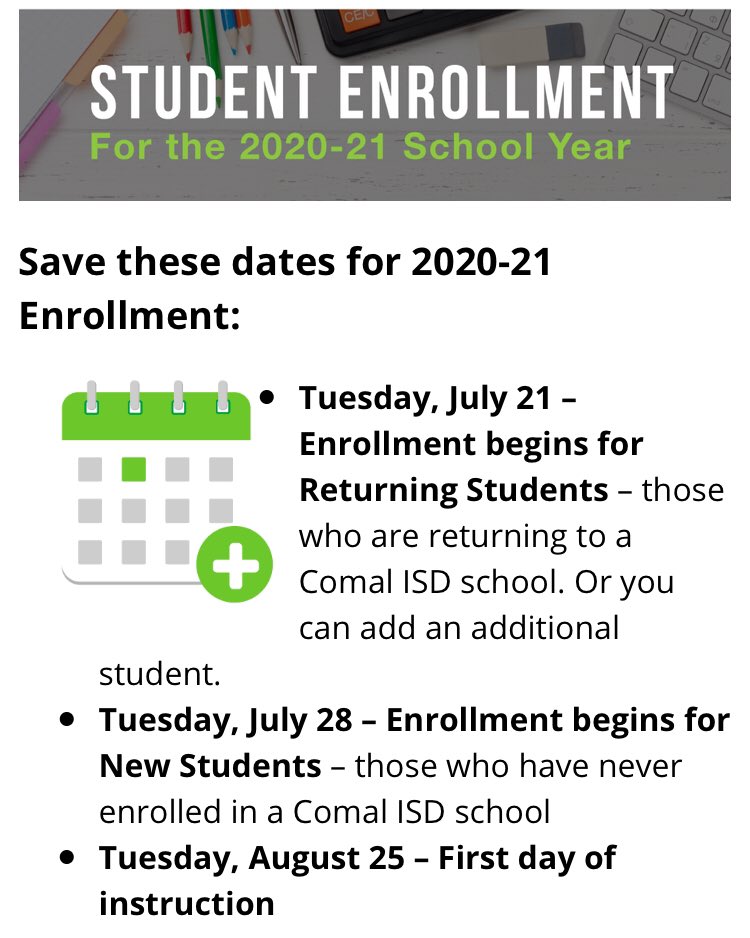 Looking ahead: Registration for returning students starts a week from today. Look for an email soon from Skyward with a link to the Skyward Family Access portal. <a href="/cisdnews/">Comal ISD</a>