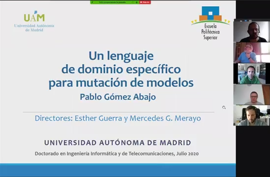 Modelling and software engineering research group (@miso_uam) on Twitter photo Congrats to @GomezAbajo for a successful defense of his PhD on model-based mutation! (supervised by <a href="/__sapristi/">Esther</a> and M. Merayo)
Thanks to <a href="/sanchezcuadrado/">Jesús Sánchez Cuadrado</a> <a href="/jtroya_/">Javier Troya</a> and M. Nuñez for being part of the committee! Congrats to @GomezAbajo for a successful defense of his PhD on model-based mutation! (supervised by <a href="/__sapristi/">Esther</a> and M. Merayo)
Thanks to <a href="/sanchezcuadrado/">Jesús Sánchez Cuadrado</a> <a href="/jtroya_/">Javier Troya</a> and M. Nuñez for being part of the committee!