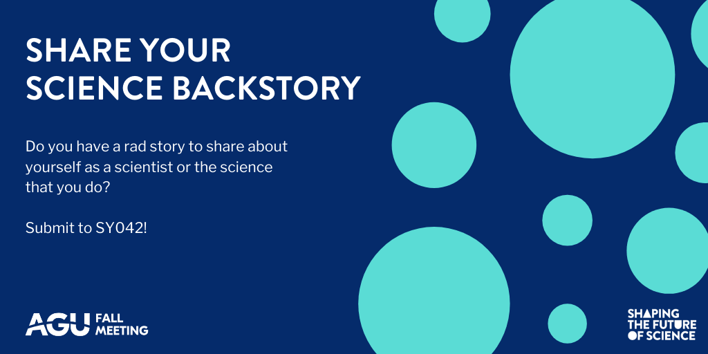 Do you have a rad story to share about the science that you do? If so, share it at our session as a video, story slam, poem - any format that is reasonable for sharing your story! Abstracts for <a href="/theAGU/">AGU (American Geophysical Union)</a> due 29 July. #scicomm #sciencestories agu.confex.com/agu/fm20/preli…