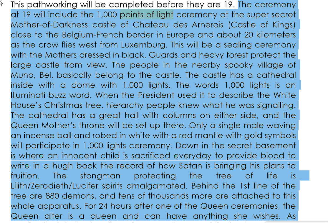 Killing87152220's tweet photo. #1000pointsofLight #Illuminati #ceremony administered at age 19 at #MotherofDarknessCastle of #ChateaudesAmerois. Old man #Bush popularized the term, 'FakeQueenofUK is dishing out #CommonWealthPointsofLightaward to fools such as #CaptainTomMoore. It is all #satanic #sellingsouls https://t.co/MmpfDUpA5d