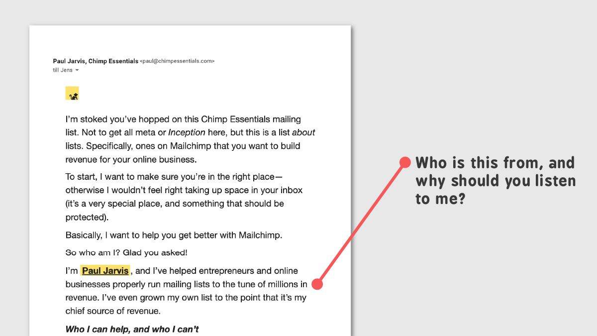  Email #1: "Hi!"At the very start of the email sequence, Paul makes sure you are in the right place. A well-crafted sales funnel is weeding out the people that won't buy in the end anyway.