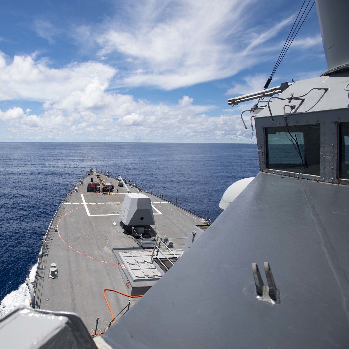 USPacificFleet's tweet photo. #USSRalphJohnson steams near the Spratly Islands in the South China Sea on Tuesday in the midst of a deployment to the region conducting #USNavy maritime security operations for a #FreeandOpenIndoPacific. #DDG114 @US7thFleet https://t.co/mrJhxv4QJL