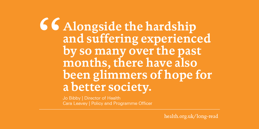 HealthFdn's tweet photo. As we restart the economy, govt policies need to give everyone the same opportunity of a healthy future.

In our long read, @JoBibbyTHF &amp; @caraleavey reflect on how we can build on #COVID19 interventions to create a truly inclusive recovery.

Read now: https://t.co/Qj2BFu3dgf https://t.co/q0lZj3NDEr