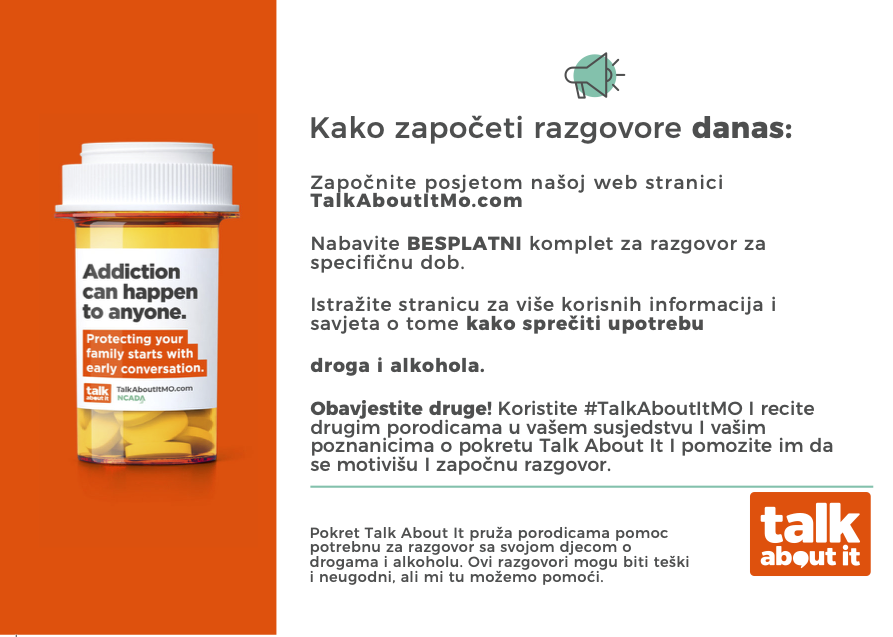 Prevent_Ed's tweet photo. NCADA is thrilled to announce that the #TalkAboutItMO free, age-specific talking kits are now available in Bosnian. #preventionworks
Thank you to our partners: @CrushStlouis
@stlcountypd @DEAHQ
To download please visit: https://t.co/m27PsRIhTK https://t.co/sjZhzON7ZN