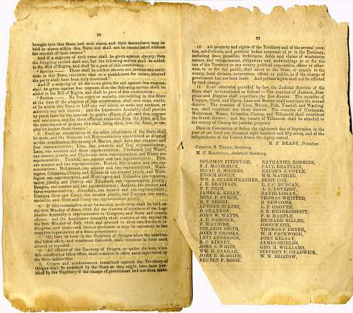 When the state was accepted into the union in 1859, the exclusion was codified in Oregon’s Constitution.