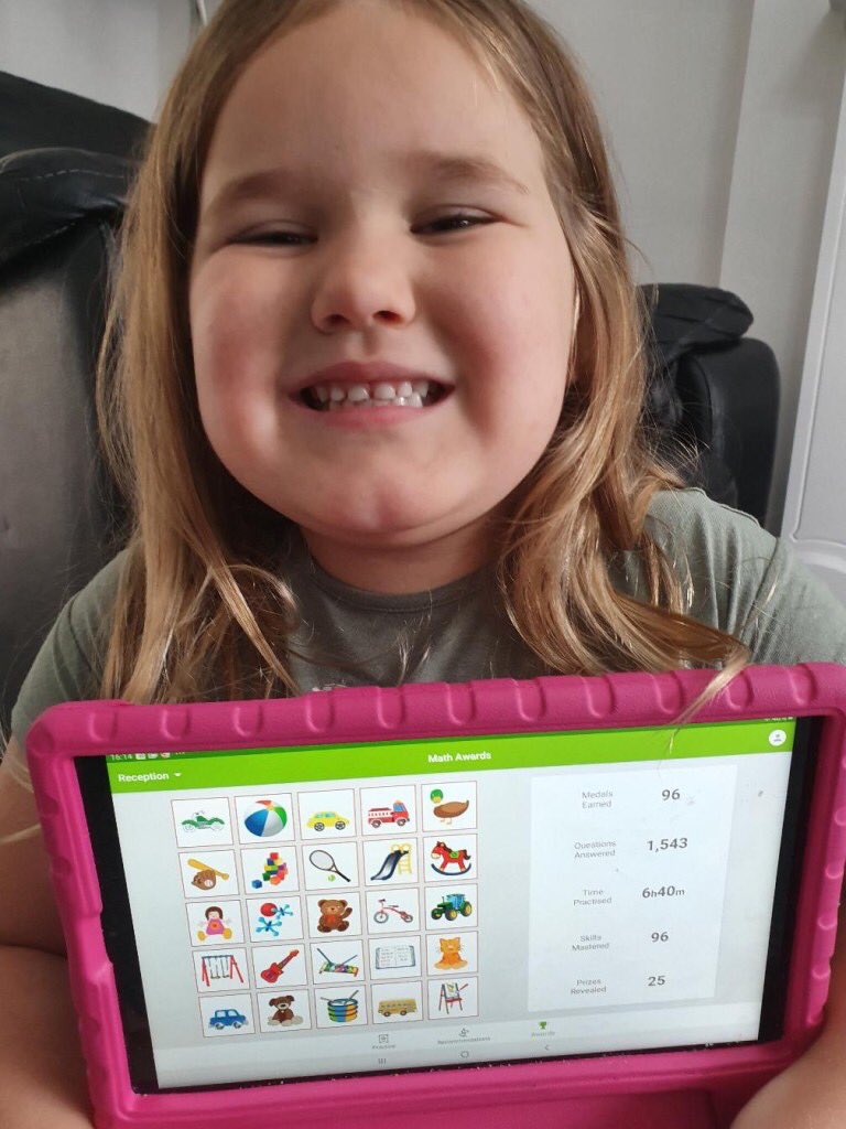 leighSTJOHNSRec's tweet photo. A BIG WELL DONE!🥳🥳 At the start of lockdown she said that she wanted to complete ALL of the Reception  @IXLLearning challenges and she has done it! Every single one! 👏🏻👏🏻 https://t.co/kyM2kMiiUo