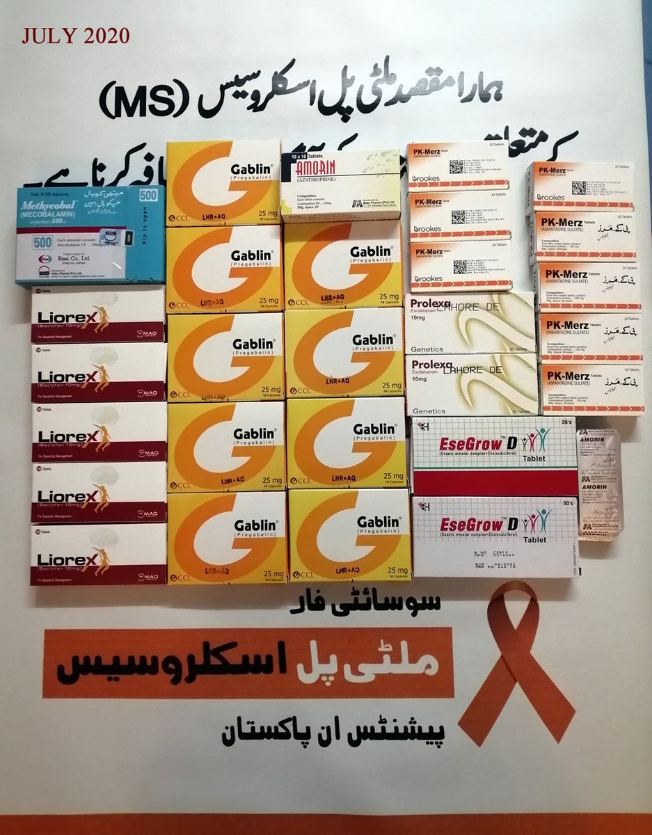 SMSPPakistan's tweet photo. 2 months supply of medicines is ready to dispatch for our #MS Warrior from Gujranwala. These #medicines have cost the society a total of Rs. 10,306 and are being sent to him with the help of your #donations.
#SMSPP #SMSPPakistan #MultipleSclerosis #MSWarrior #MSpatient #donate https://t.co/gGbtUjt8PI