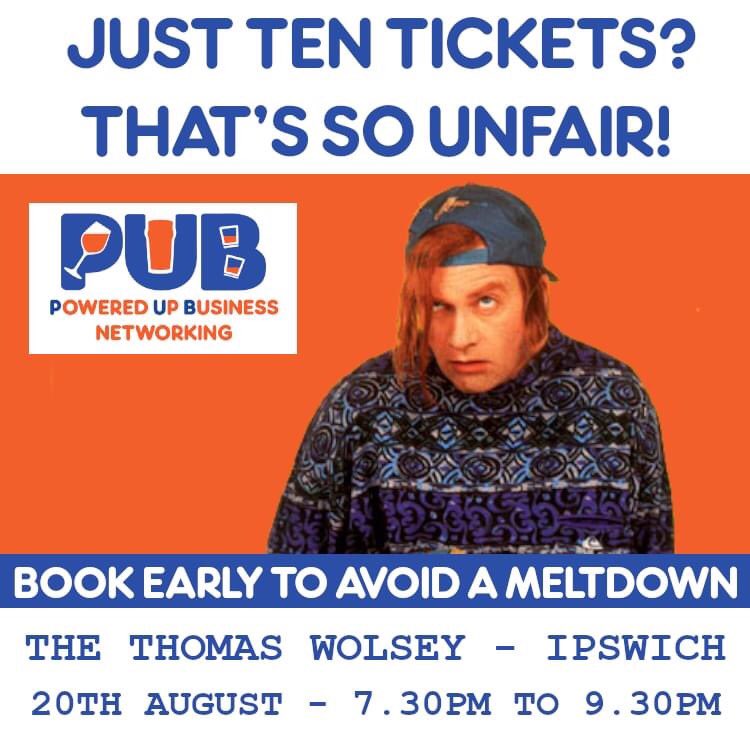 PUBNetworking's tweet photo. Don't sulk if you miss out. Once the 10 tickets are gone, they're gone! Get tickets now for our August event in Ipswich.

https://t.co/W5tuCtIkr9 https://t.co/Q6U1hKuvUj