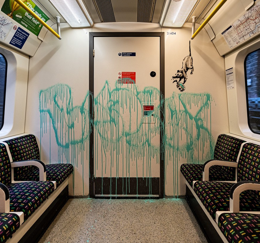 ajplus's tweet photo. "I get lockdown, but I get up again."

Banksy created a Chumbawamba-themed #COVID19 display in the London underground. The title is an apparent reference to people fighting against mask policies: "If you don't mask - you don't get.”

(📷: Banksy) https://t.co/6auFhUibIA