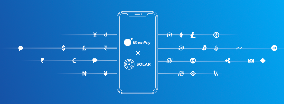 🔥☀️ Our <a href="/Solar_Wallet/">Solar Wallet</a> is heating up! Purchasing lumens in Solar is now possible in 160 countries (up from 40) thanks to our partnership with @MoonPayHQ.