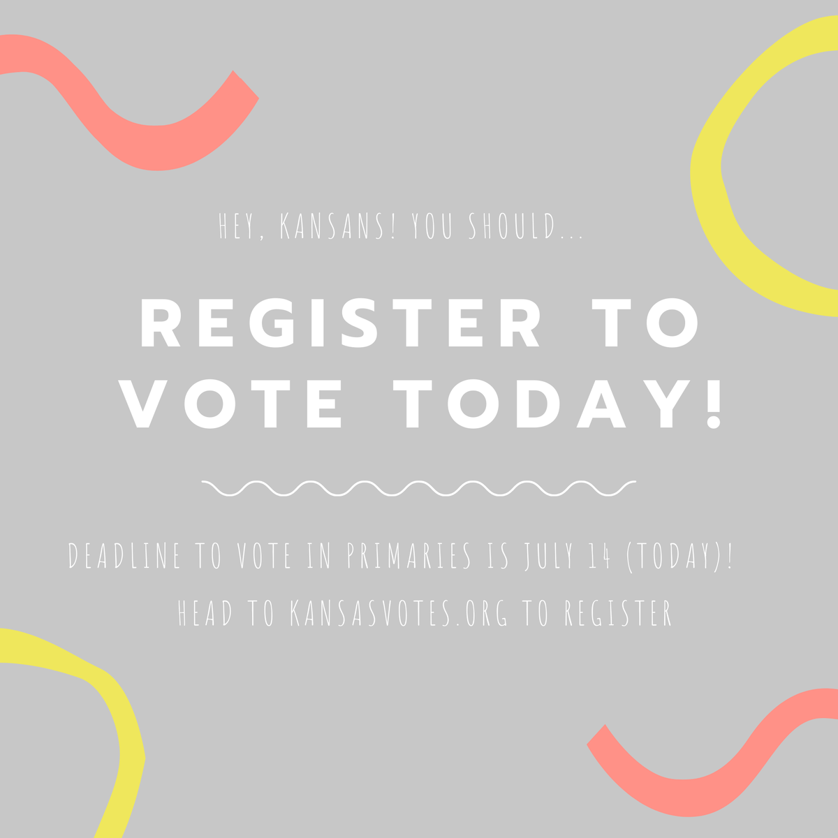catcallsofict's tweet image. TODAY is the deadline for Kansans to register to vote for the primaries! It's super easy to register! Just go to ksvotes.org and fill out the information it asks for! #govote #registertovote