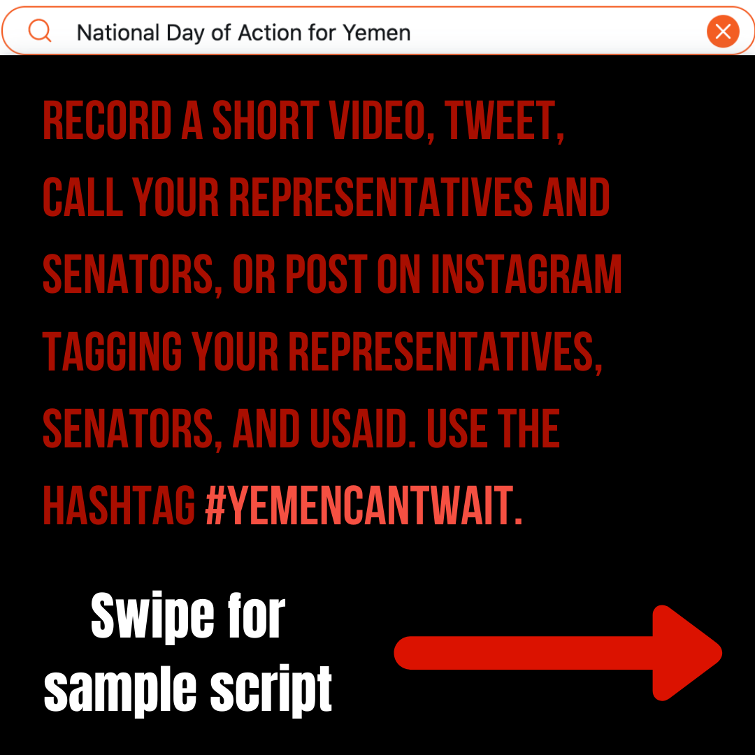 YAC_USfuelsWars's tweet photo. ACTION ALERT 4 Tomorrow: How many folks can record a short video for #Yemen? Details below! + here's how to find your Reps twitter handles: https://t.co/fK2Lt6Qbul #YemenCantWait #YemenDayofAction https://t.co/I1wGozkiRD