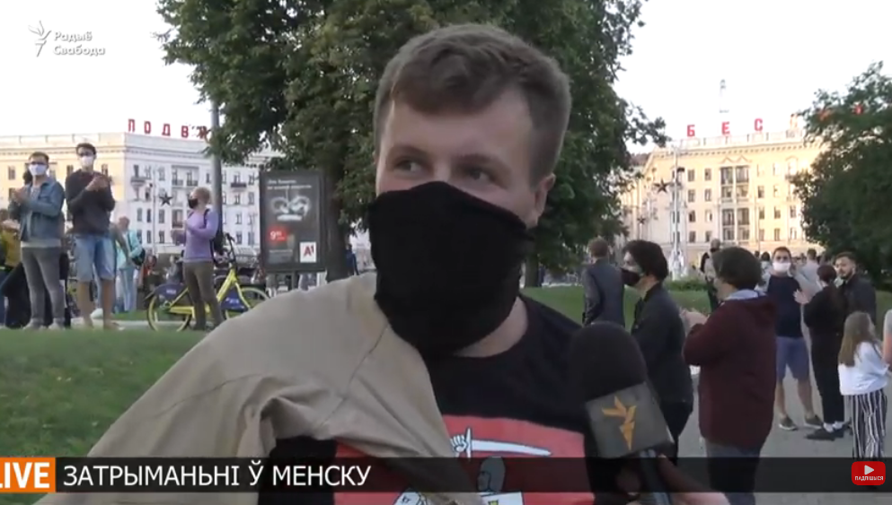 XSovietNews's tweet photo. "They tried to arrest me three times but as I'm someone who does sport they couldn't catch me," this protester in Minsk says. https://t.co/oinSgfIw5J