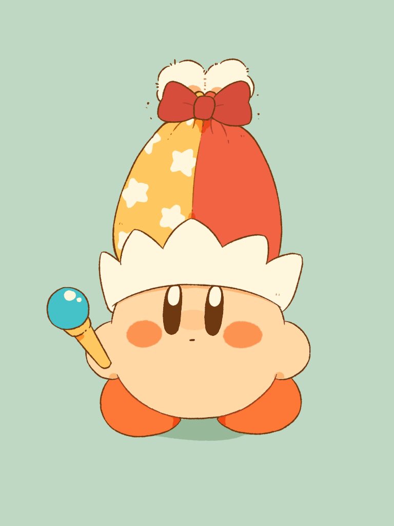 kirby no humans simple background solo hat holding red bow blush stickers  illustration images