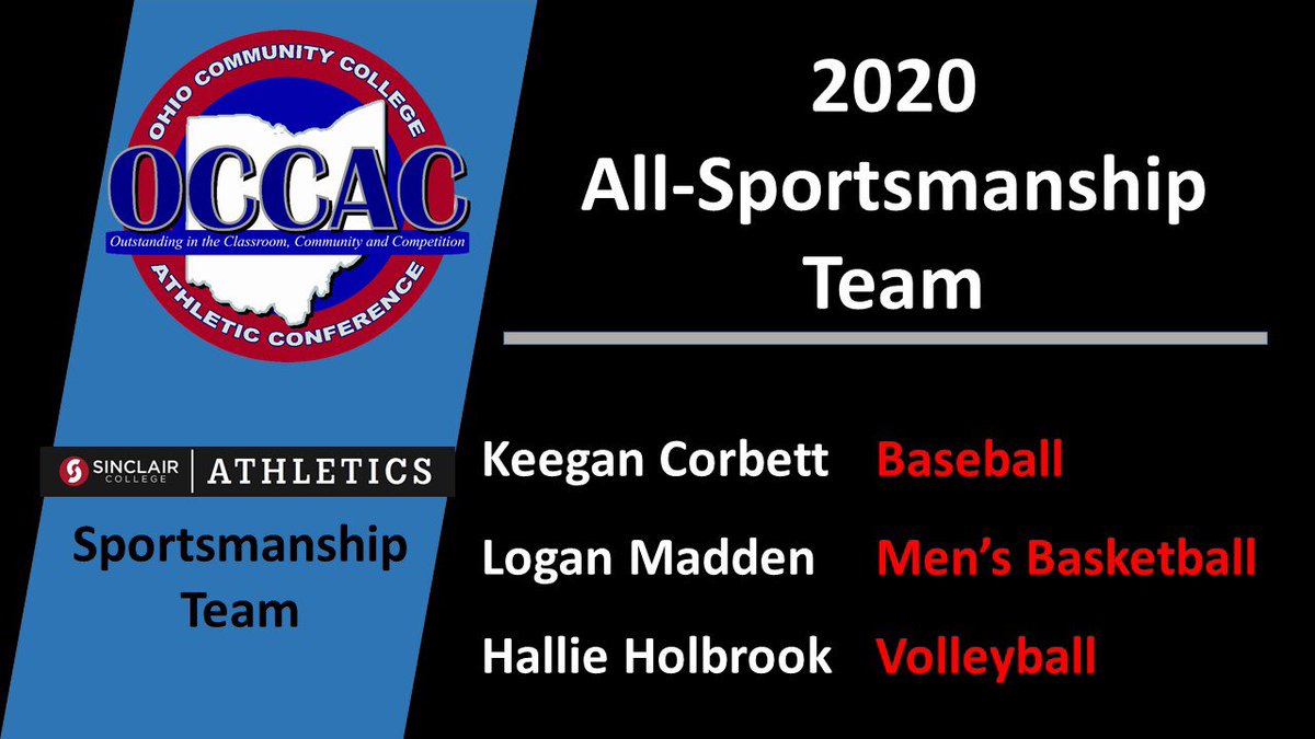NCAACoachPrice's tweet photo. Congrats to 3 @SinclairATH student-athletes named to the @OCCACSports all-sportsmanship team @CorbettKeegan @SinclairBB - @logan_madden1 @SinclairMBB - @halliee_3 @SinclairVB #ProudAD #SinclairSuccess @SinclairCC @NJCAA @daytonsports @SinclairEngage https://t.co/5KJSrnS2Le