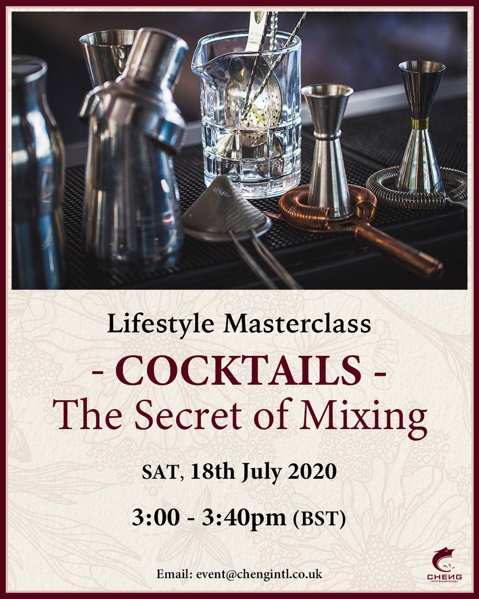 Curious about "then and now" of cocktails, the mystery behind cocktails like styles, glasses, equipment and how different ingredients collide incredible drinks in the bar? Register for this online course to unlock the secret about cocktails with us! 👉bomci.chengintl.co.uk