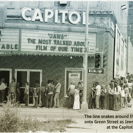 229Studio's tweet photo. #triviatuesday Today is National Shark Awareness Day &amp; in 1975 there's anticipation to see JAWS! So, what better time to feature this image! #NationalSharkAwareness #Studio229 #oneottumwa #engageottumwa #morethanatheater https://t.co/LNCY11r4YV