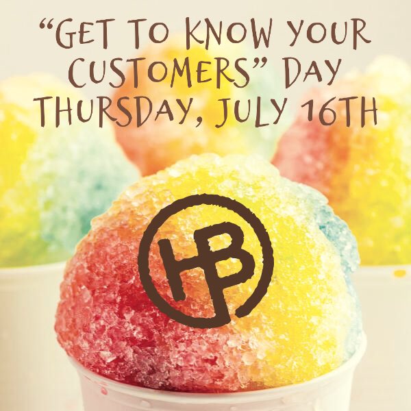 “Get to Know Your Customers Day” is Thursday, July 16th &amp; OHB customers are invited to enjoy a cool treat on us! Stop by your local OHB branch to pick up a ticket for a free medium snow cone today! We LOVE our customers and any chance to say “thank you”! 😎