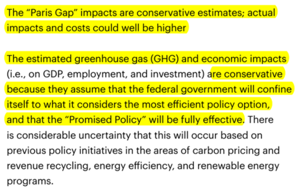 OBP is designed to protect competitiveness. So, when  @CDNEnergyCentre chooses not to model it, they of course get larger competitiveness impacts and, consequently, economic costs. They then turn around and misleadingly call these overestimated impacts and costs a floor (4/8)