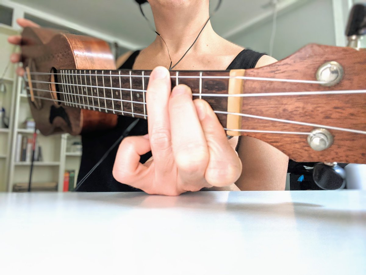 learntouke's tweet photo. What do you call this chord? Bb or A# chord? Do you twist your hand to squash the index finger in there, too? #ukuleleteacher #ukulele #chords #bflat #asharp #lessons #tuesdaytip https://t.co/7v2ufiJEmD