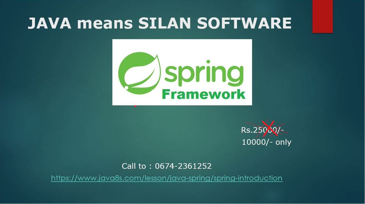 SilanSoftware's tweet image. Special Offer Rs.10,000/- Only(Online Training)
Spring Boot + Micro Services Online Certification Course only at #SilanSoftware
Key Features:
1. Real-Time Oriented Training.
2. Live Training Sessions
3. 100% Placement Assistance
4. Live Projects
5. Soft Copy Materials
#java8s