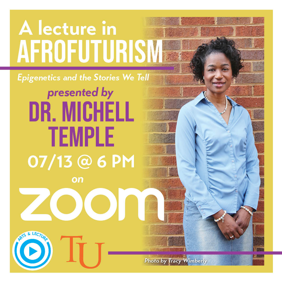 Tusculum_Univ's tweet photo. The general public is invited to join our Afrofuturism class for a guest lecture by Dr. Michell Temple. 

Click here to join: https://t.co/T4aBADgI9A

(Meeting ID: 934 1565 7767 Password: 935313)

#afrofuturism #topicsoftoday #Tusculum #TusculumUniversity #artsandlecture https://t.co/NRbtLqT14u