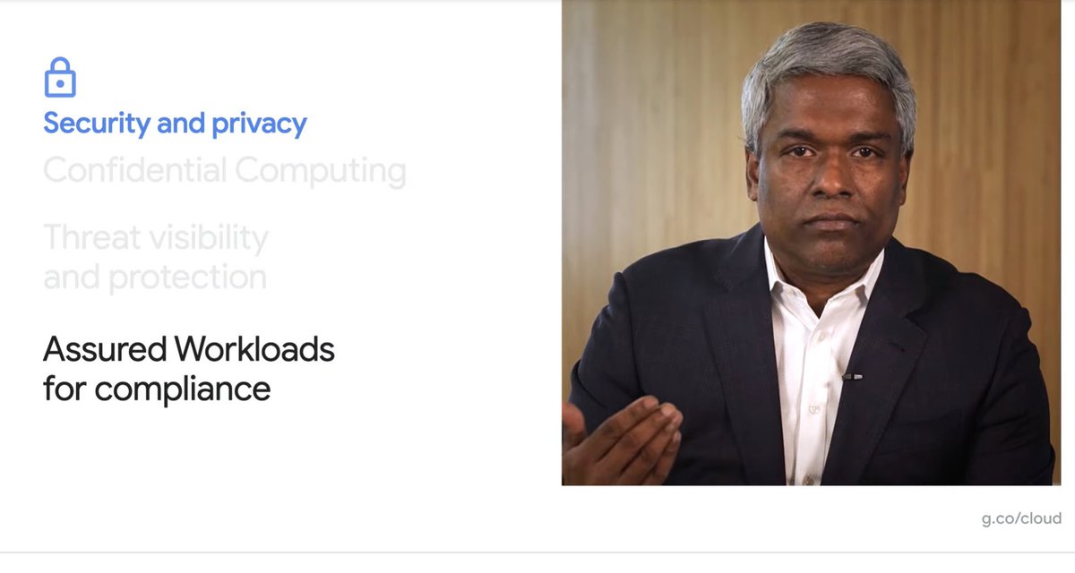 Keynote opens with a big push on privacy & security incl moves in confidential computing & assured workloads. These are important steps in improving government & business trust in Google Cloud as anti-trust lawsuits against Its parent continue to rise globally  #GoogleCloudNext