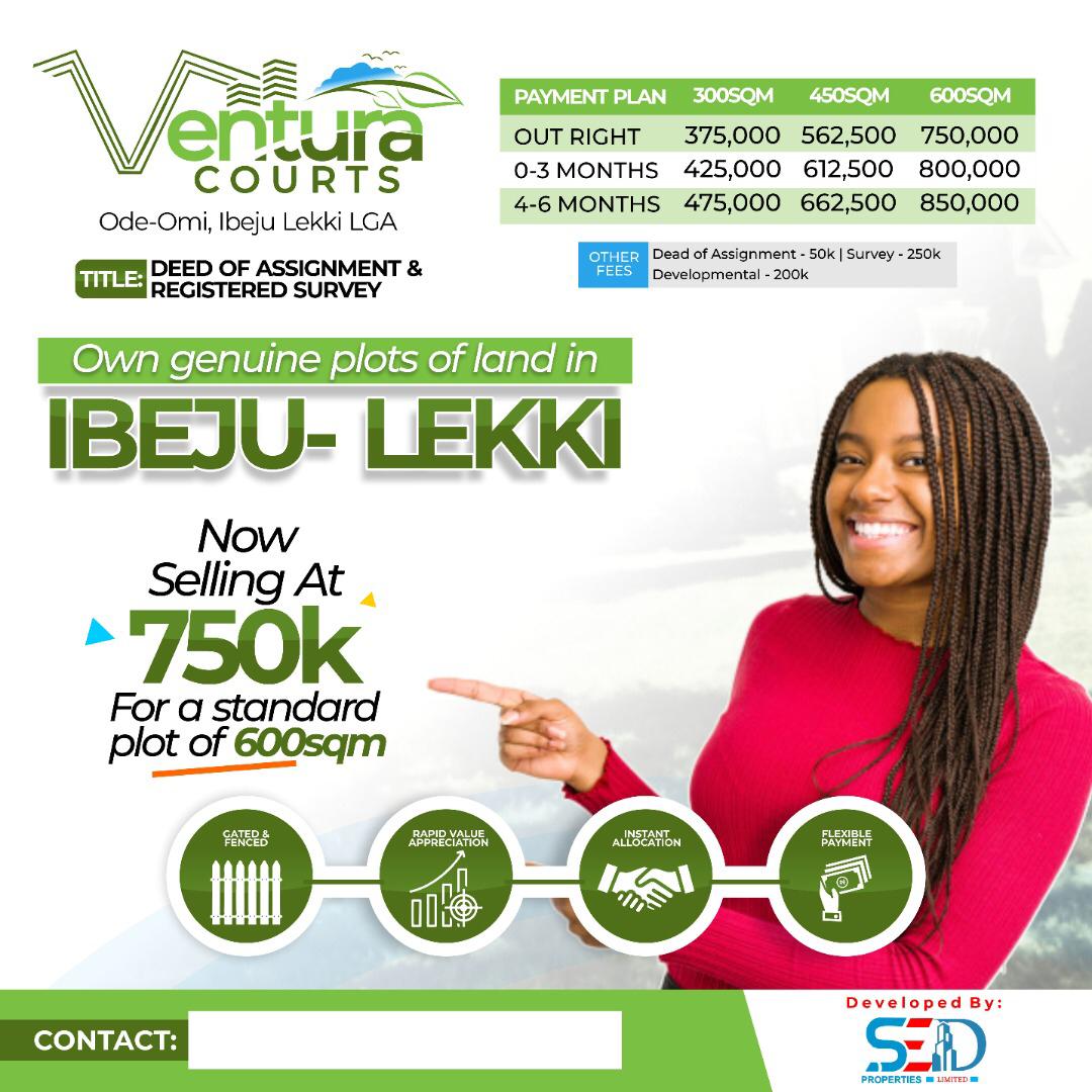 PropertiesSed's tweet photo. 🔴NOW SELLING😁🤔👇👇👇

Grab Your Portion Now At Little Cost.

☎️Call, SMS or WhatsApp 
📲08185953666,08185953330,08185953331 or send email to Info@Sedproperties.ng.🔵

#sedproperties #Investment #LagosLandLord #Ibeju-Lekki https://t.co/1FHEvZNBCn