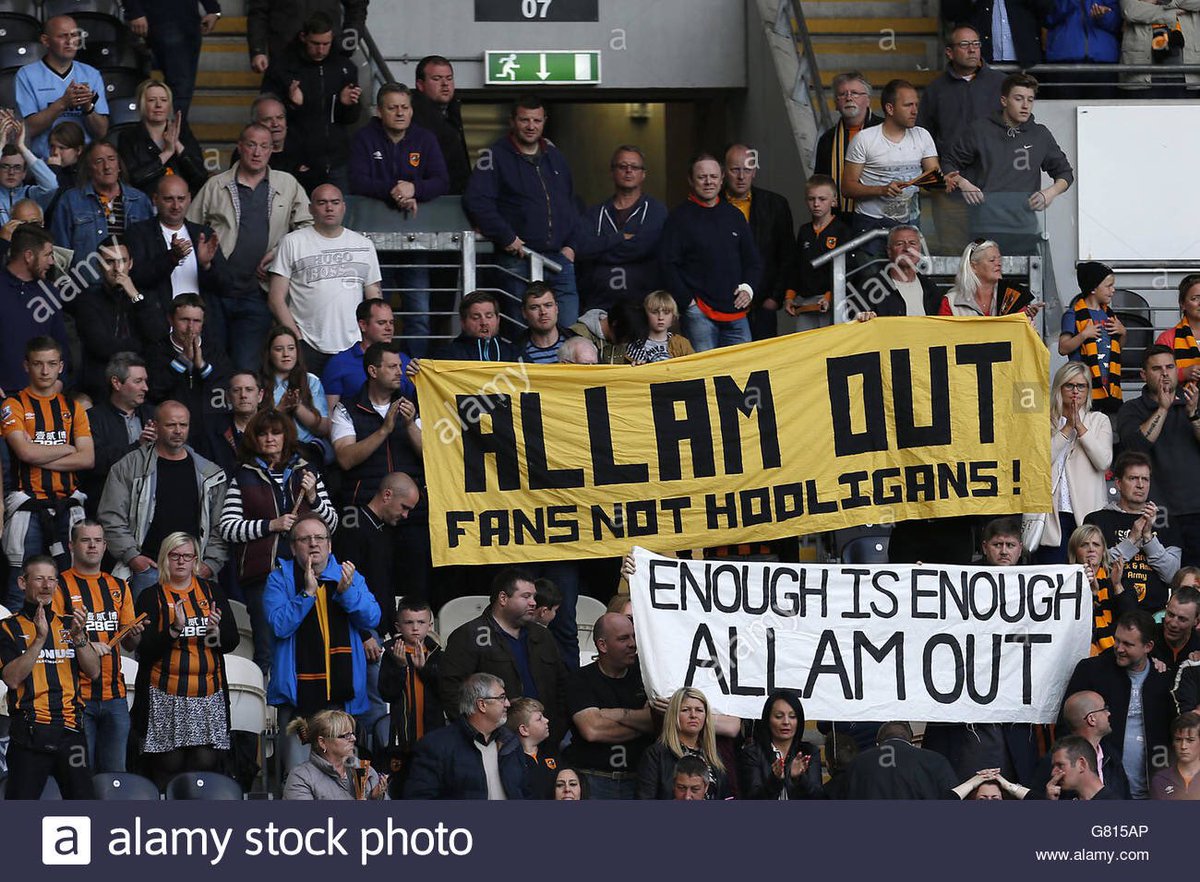 HullCityStats's tweet photo. For the football fans all around the country wondering “what’s going on at hull?” All you need to know are these two words.. ALLAM OUT. #hcafc https://t.co/tjFGLIFvFL