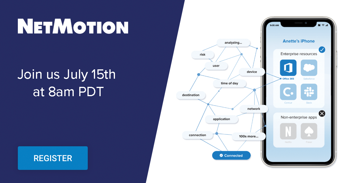 Last chance to sign up for our overview webinar happening tomorrow! You’re not going to want to miss your introduction to the new NetMotion platform. Click the link to register 📋  netmo.io/2ZbXnB3