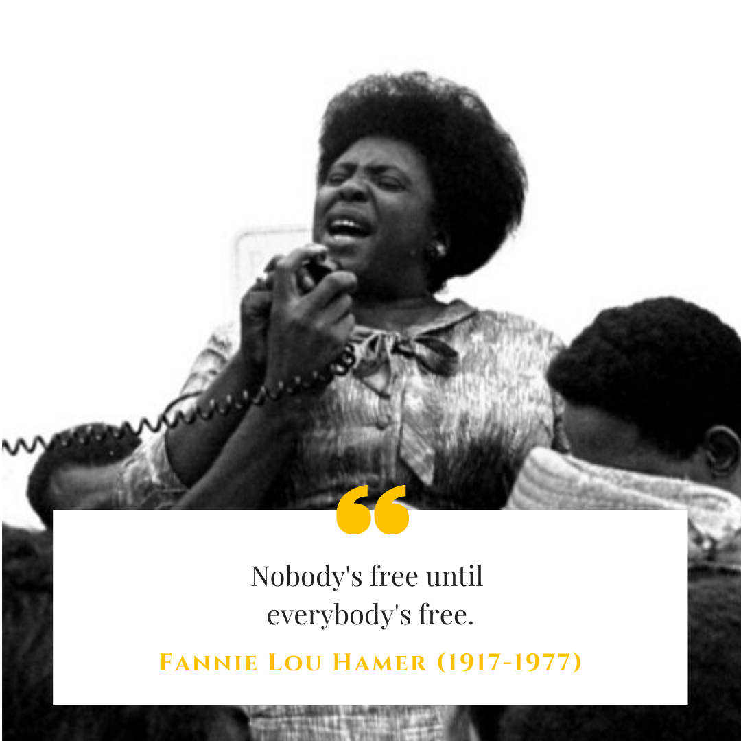 Donne_UK's tweet photo. A fight for freedom is a fight that should unite us allπ
.
#FannieLouHamer (1917-1977) was an American women's rights activist, community organizer, and leader in the civil's rights movement. πͺ
.
π£ Don't forget to share this quote!β¨
.
#Donne365 #DonneBlog #DonneWomenInMusic https://t.co/9qnTivyP47