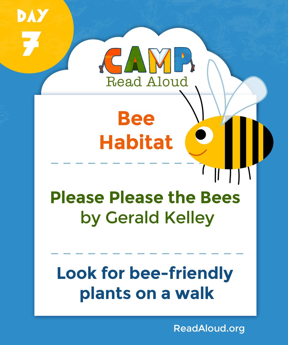 ReadAloud_org's tweet photo. Today is all about bees at #CampReadAloud! They are so essential to ecology and deserve to be celebrated. 🐝 Here are links to a bee-related craft, book, and activity: https://t.co/SVt5jQCJNJ https://t.co/M9zukKQEgN https://t.co/aSOA6QYYHK https://t.co/IMTcoDFtfd