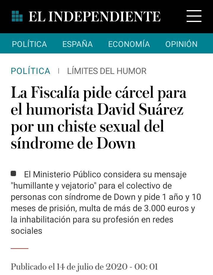 eljueves's tweet photo. Mandar a la cárcel a alguien por un chiste es más grave que cualquier cosa que pudiese decir ese chiste. https://t.co/gVbKYQ4khM