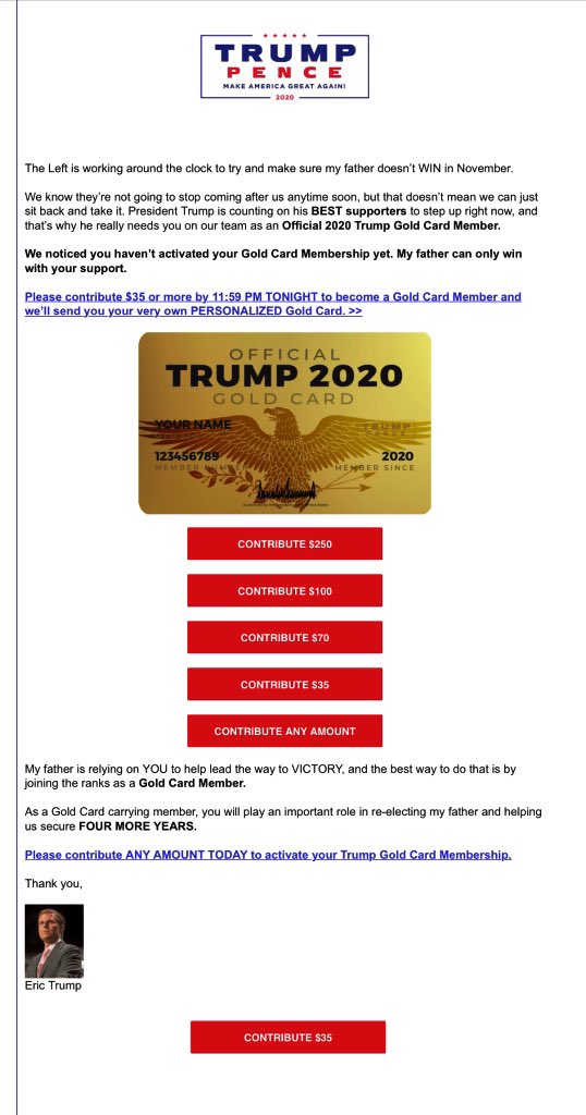 SilSterinPensel's tweet photo. Me pregunto si la @ADL vio la última estrategia de marketing del equipo de campaña de #Trump. 

La tarjeta dorada...

Toda similitud es pura casualidad?   #Trump2020GoldCard #NaziEagle https://t.co/yVBMGhR7Uk