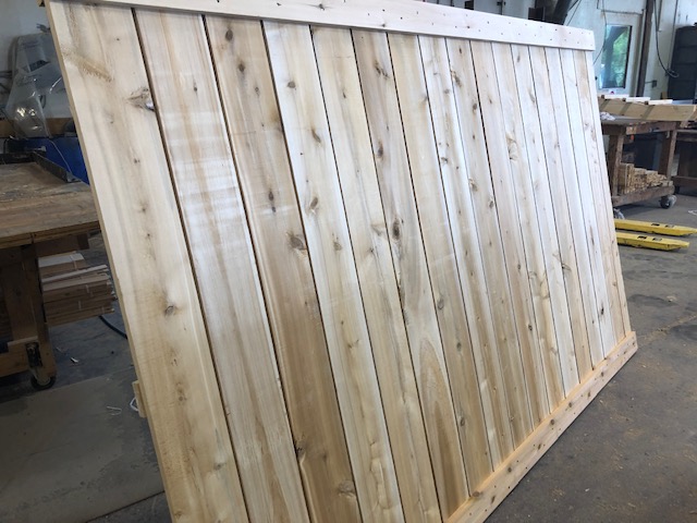 LanarkCedar's tweet photo. More busy days here at the shop - sanding, staining, drying &amp; assembling. Building beautiful privacy fence panels &amp; staining with colour “Barnboard” for another fencing project! https://t.co/mp1rHkCxDA