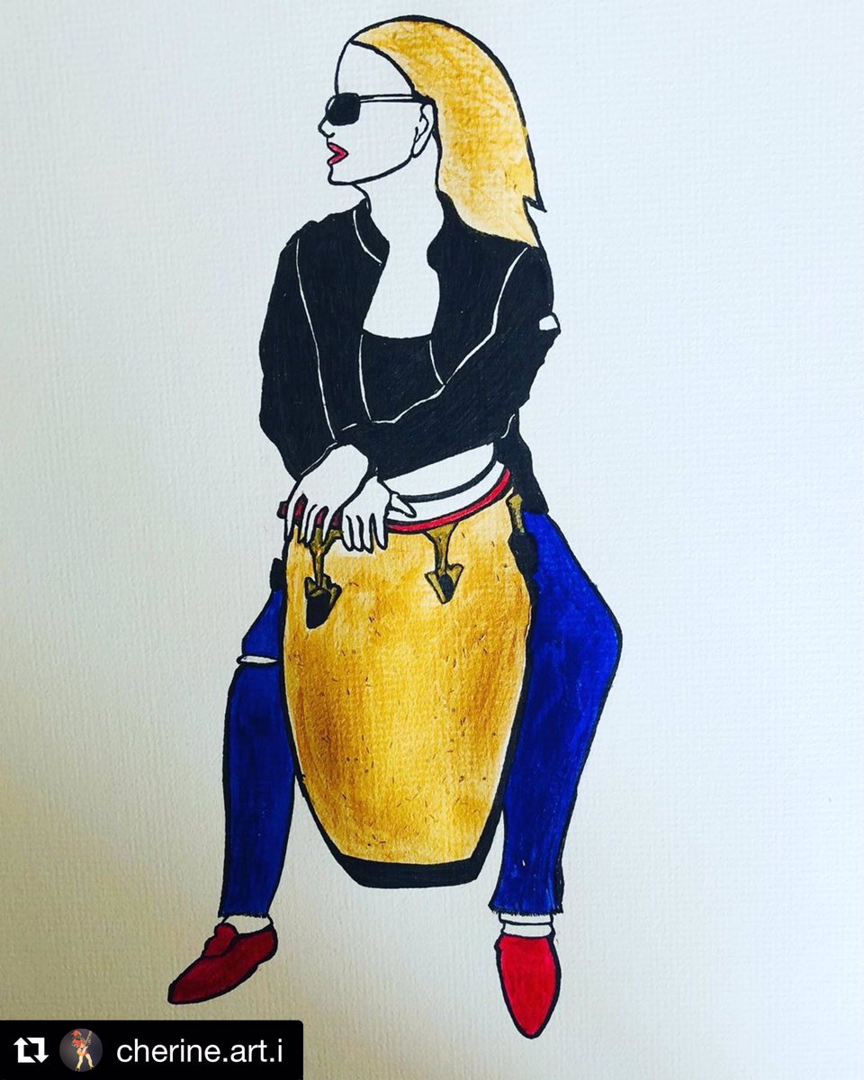 I just got this painting from the artist Cherine, what a nice surprise! #artist #painting #percussionist #conga