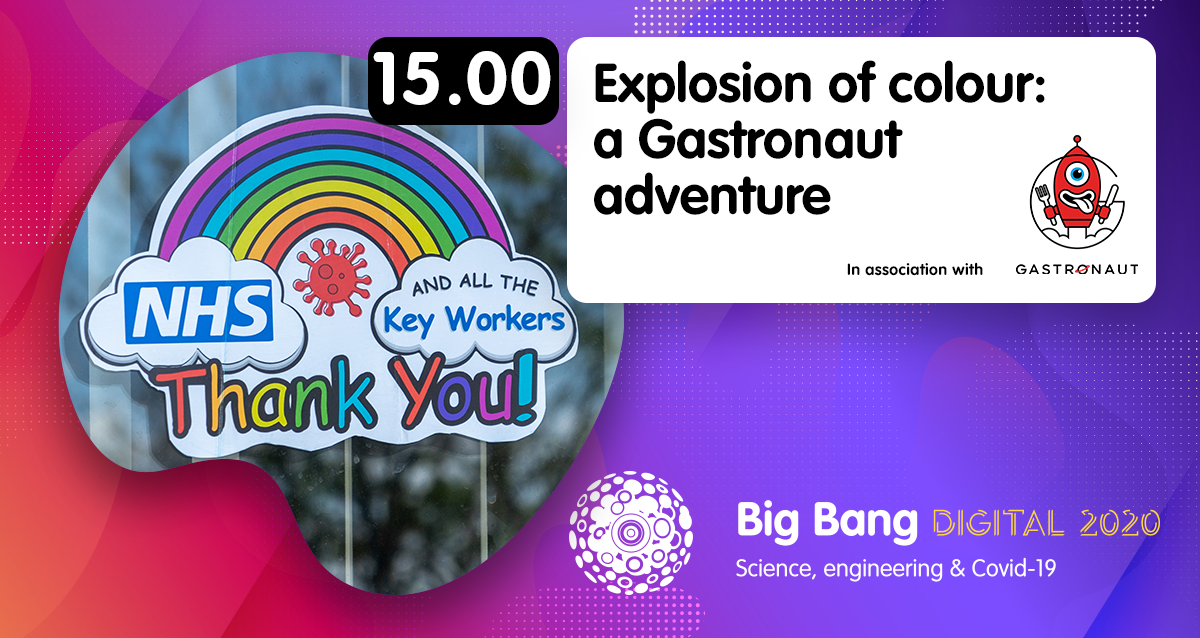 And in ten minutes join our final session of the day as @gastronauttv takes us on a stunning fun, laugh filled scientific adventure through the colours of the rainbow. digitalbigbang.co.uk