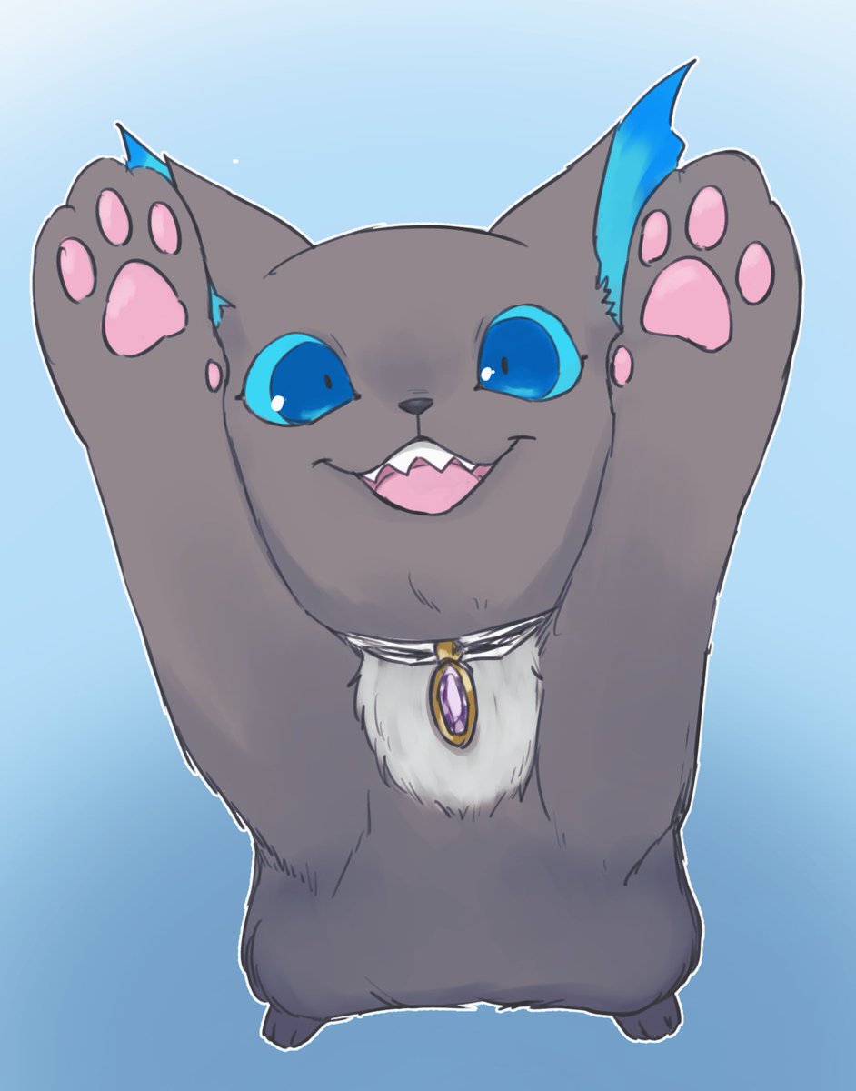 no humans cat blue eyes open mouth blue background solo teeth  illustration images