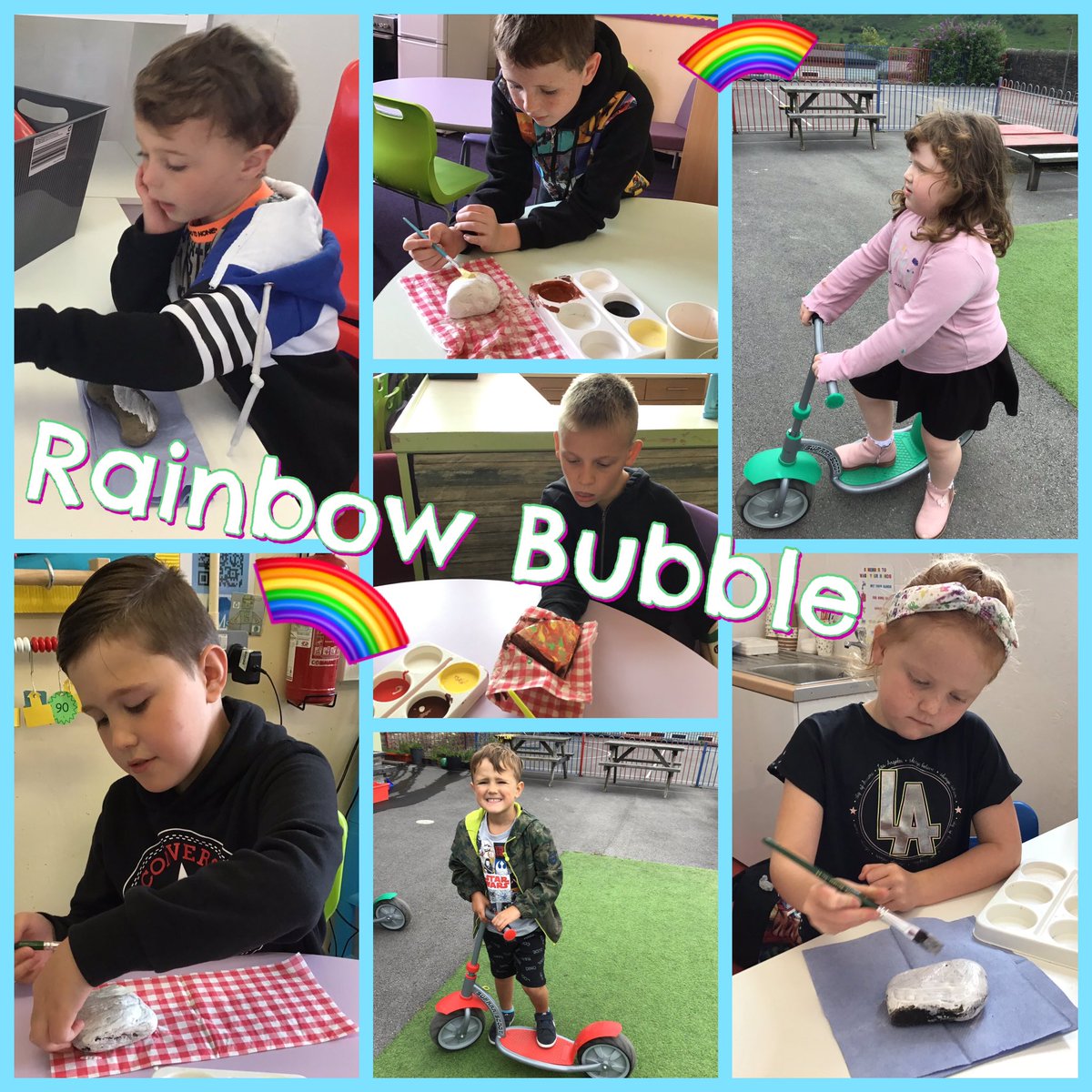 Another busy day here @Phip_Primary 🌈🥰 Rock painting, model making, quizzes and scooter fun! 🛴