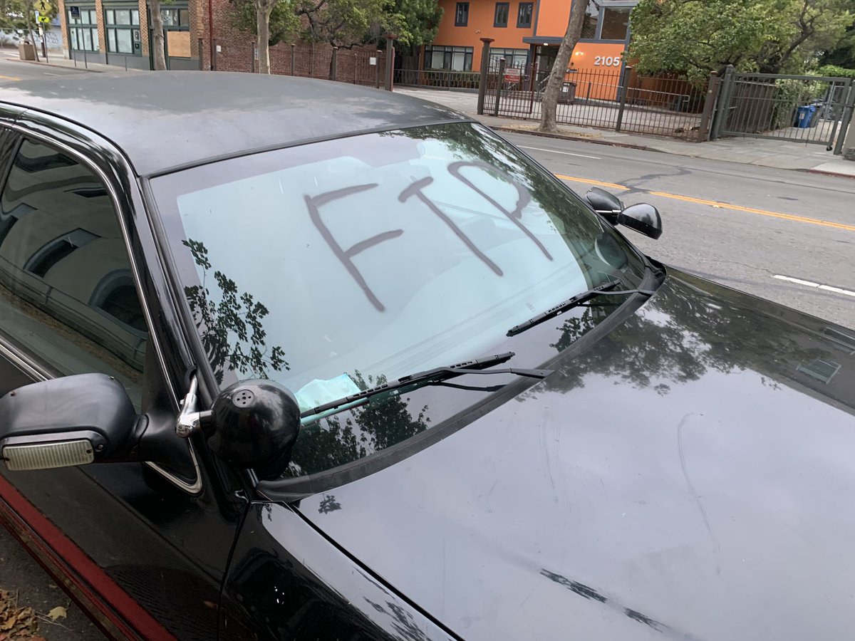 CierraJohnsonTV's tweet photo. Tonight Berkeley leaders will consider a proposal that would stop its police from making traffic stops. Overnight this was done to #BerkeleyPD https://t.co/oAyNNgc4ZU
