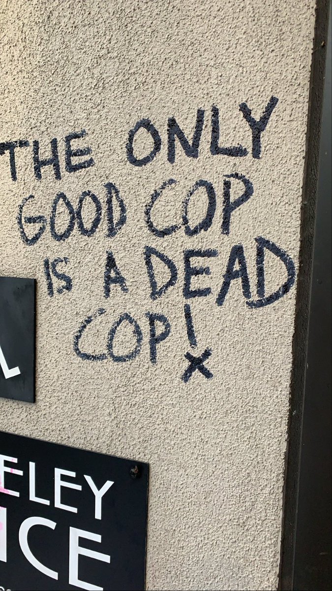 CierraJohnsonTV's tweet photo. Tonight Berkeley leaders will consider a proposal that would stop its police from making traffic stops. Overnight this was done to #BerkeleyPD https://t.co/oAyNNgc4ZU