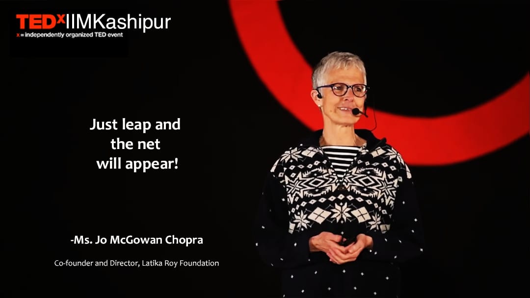 tedxiimkashipur's tweet photo. Ms. Jo Mc-Gowan Chopra: βJust leap and the net will appearβ
.
.
video: https://t.co/I7sfNMR8gD
.
.
#BeyondConformity #tedx #tedtalks #ideasworthspreading #TEDxIIMKashipur #IIMKashipur #IIMinTheNorth #inspiration #TEDxIIMKashipur2020 #motivation #faith https://t.co/WcmlI2TWy6