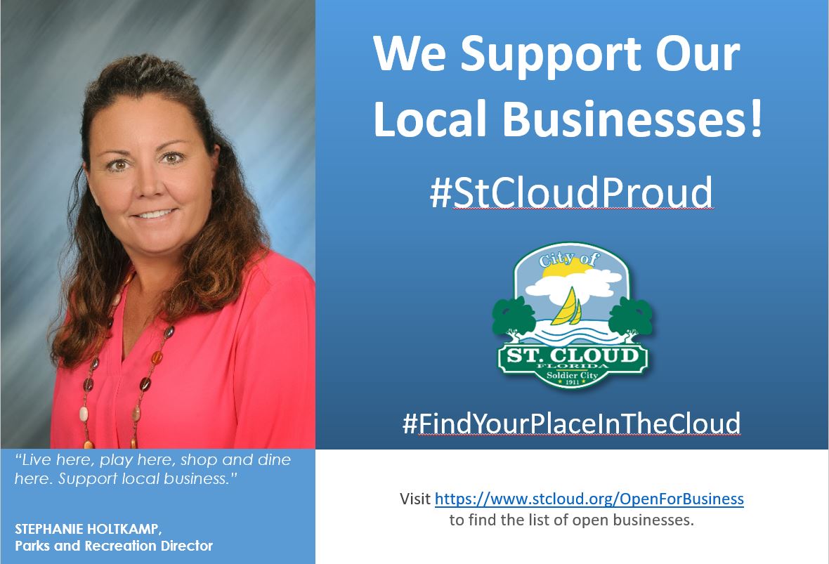 CityofStCloudFL's tweet photo. It takes you to start a trend.....“Live here, play here, shop here and dine here. Support Local Businesses!” 💚
To find a list of open businesses follow link below: https://t.co/W6t3BHvUBD
#StCloudFL #COVID_19 #StCloudProud #BuildingLocalEconomy #CommunityStrongerTogether https://t.co/borM3Z07MV