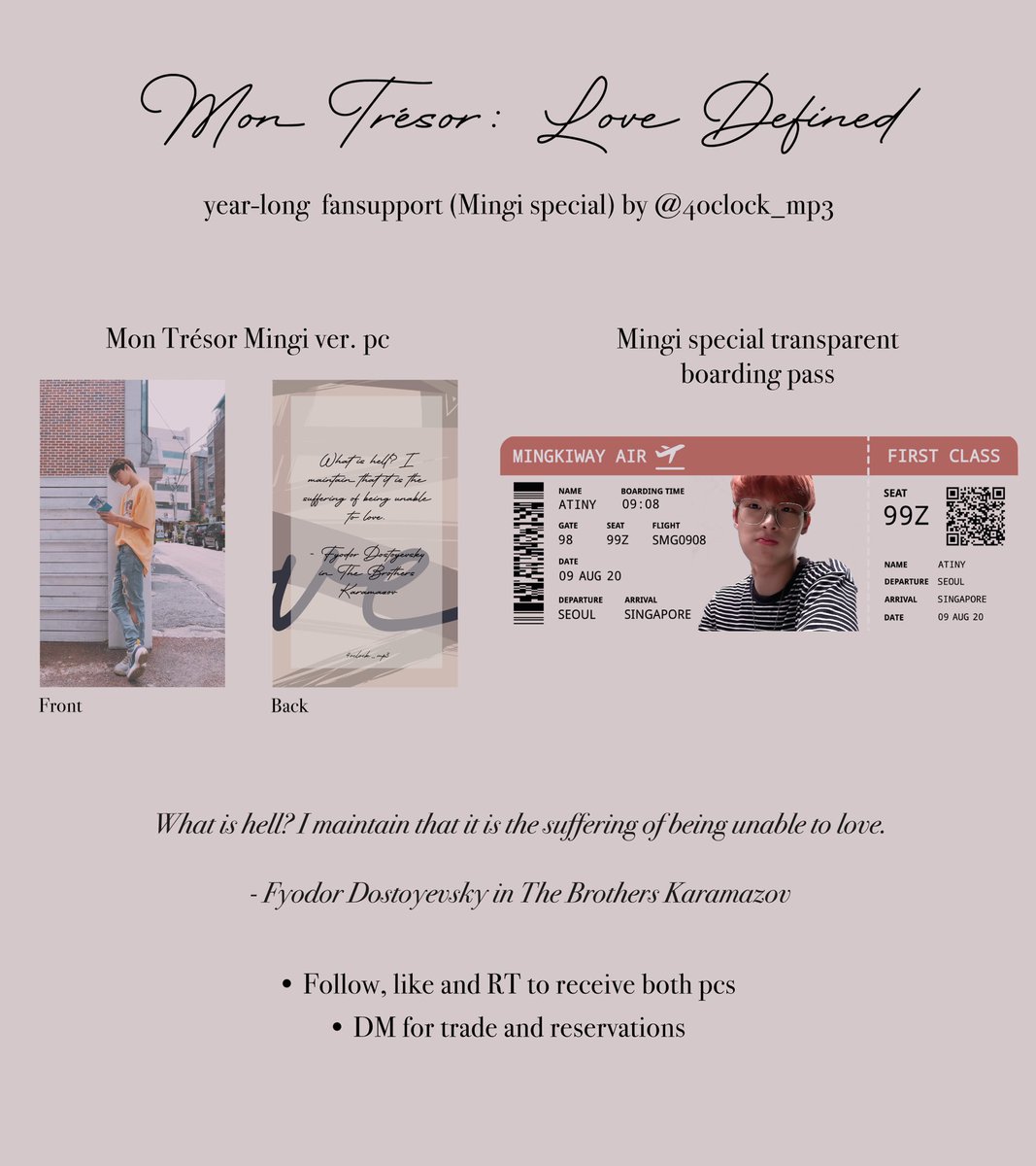 4oclock_mp3's tweet photo. [HELP RT]

𝓜𝓸𝓷 𝓣𝓻é𝓼𝓸𝓻: 𝓛𝓸𝓿𝓮 𝓓𝓮𝓯𝓲𝓷𝓮𝓭
• mingi special 
• follow, like and rt to receive
• reservation link: https://t.co/T5Sc60cOqC https://t.co/RRnLBdG2wN