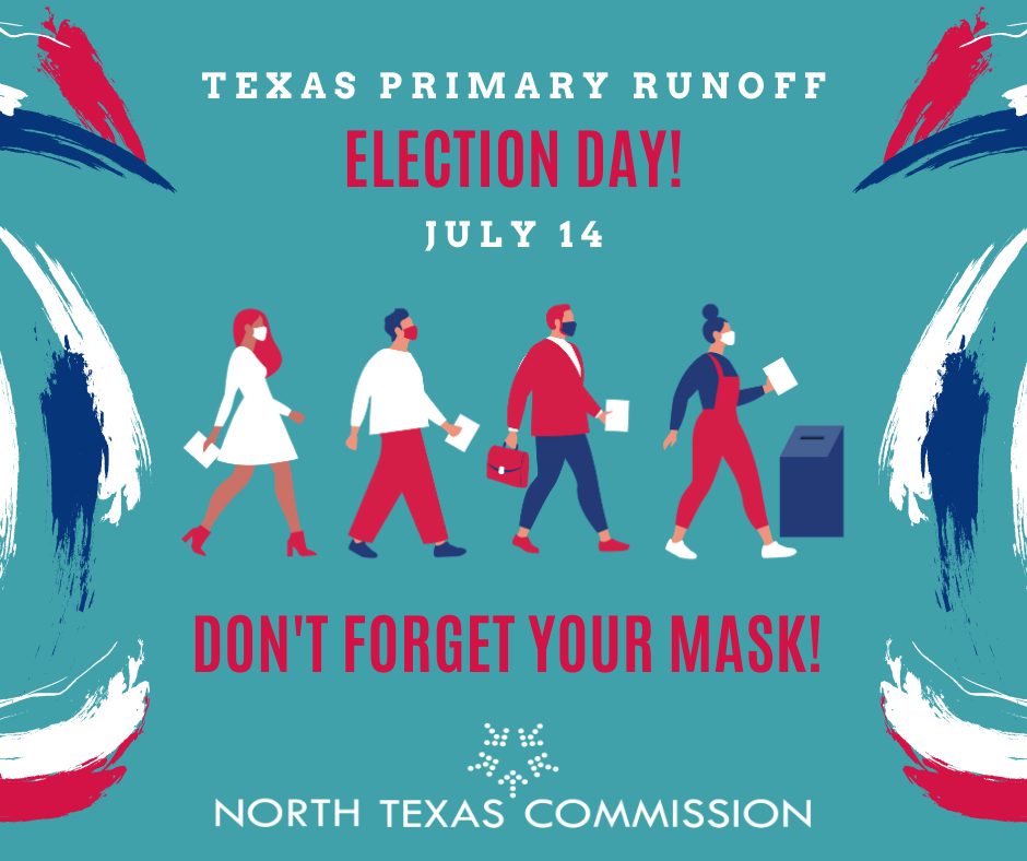 NTxCommission's tweet photo. Its #ElectionDay in Texas! Before you vote, visit https://t.co/7YCe5NYLTc to find your polling station. Most importantly, don't forget your mask! #votetexas #DFW #NTX https://t.co/4akgCILMDM