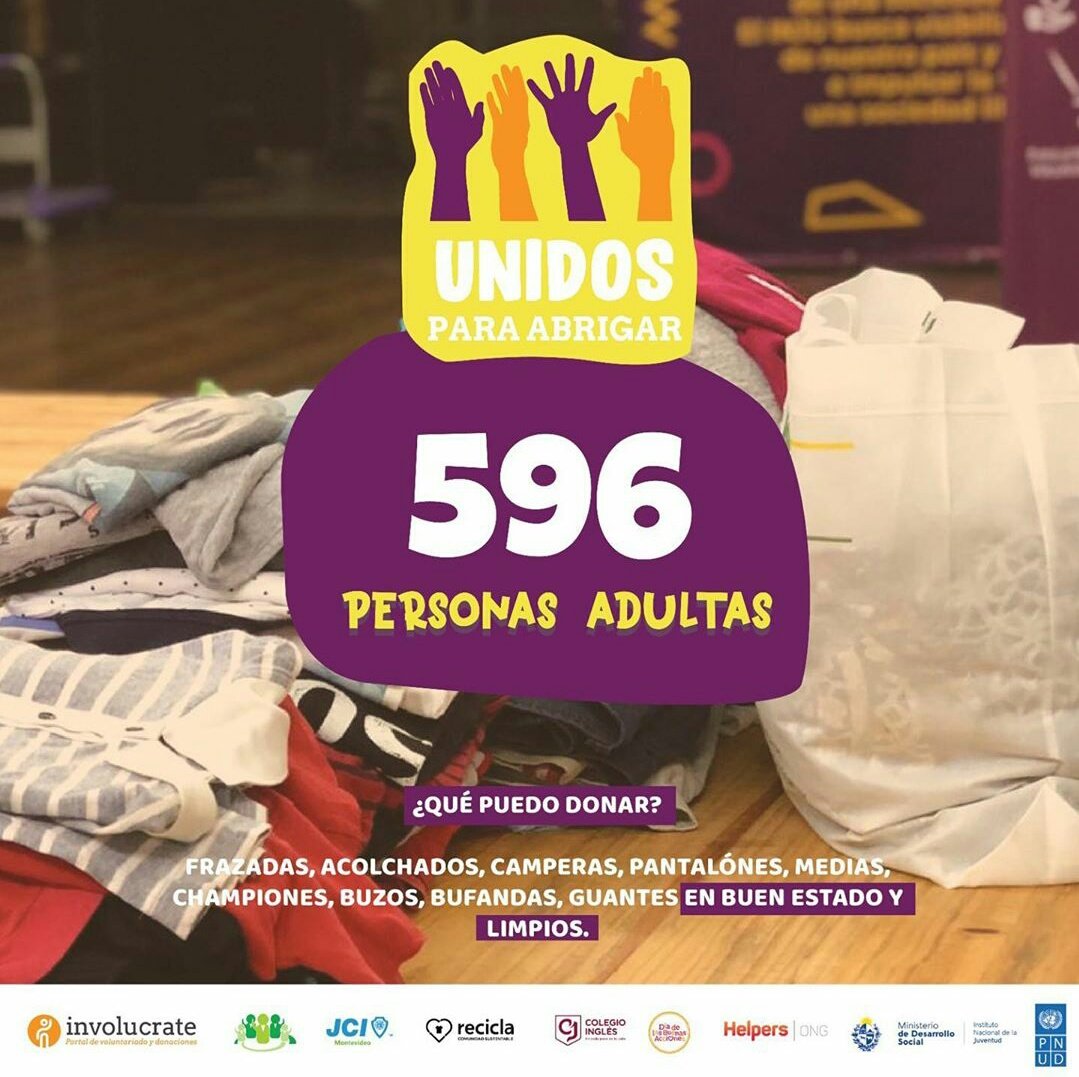 Seguimos, hasta el 25 de julio, con la Campaña "UNIDOS PARA ABRIGAR" 

Ingresá a coronasolidaria.uy para conocer más sobre la Campaña, y cómo colaborar! 💪