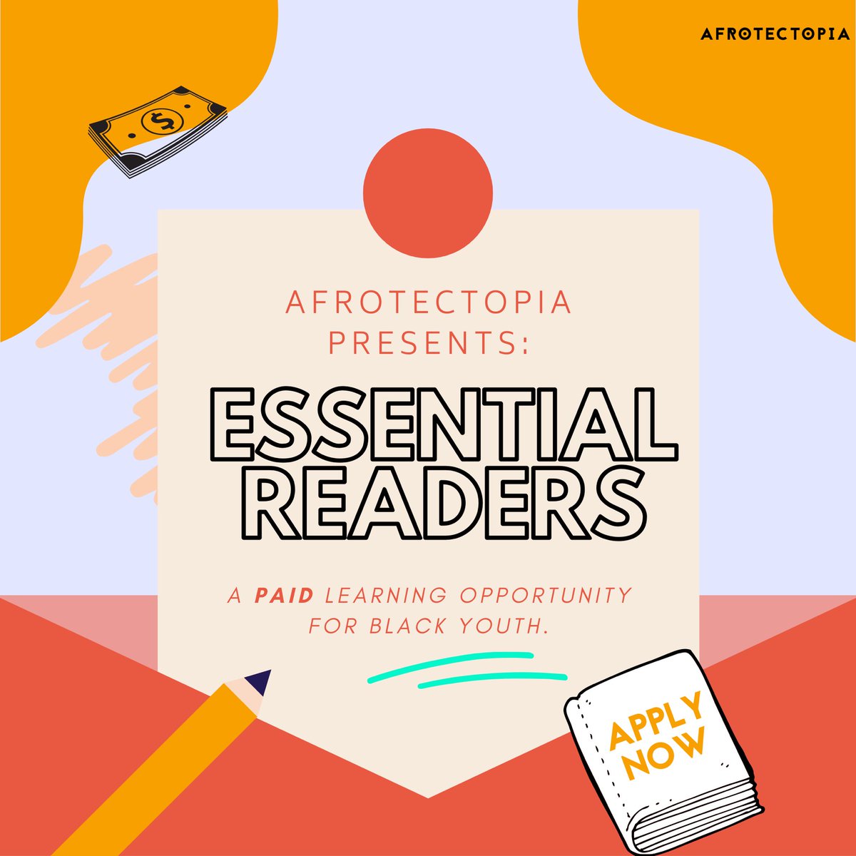 We are invested in the political, social, and racial awareness of Black youth and are excited to launch our initiative, Essential Readers! A paid opportunity for radical learning. Learn more and apply at  https://www.afrotectopia.org/essential-reader