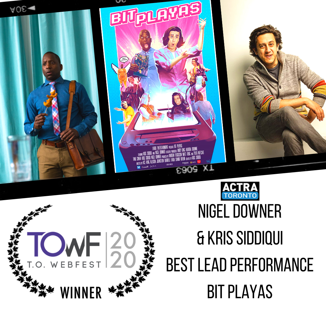 webseriescanada's tweet photo. Congratulations to @nigeldowner &amp; #KrisSiddiqui, winner of #TOwebfest2020 award for Best Lead Performance for Bit Playas. Join us in giving them a round of applause in the comments! 
#Awarded #BestLeadPerformance #BitPlayas #TOWebfest #DigitalSeries #Webseries https://t.co/9CI1Ohkbak