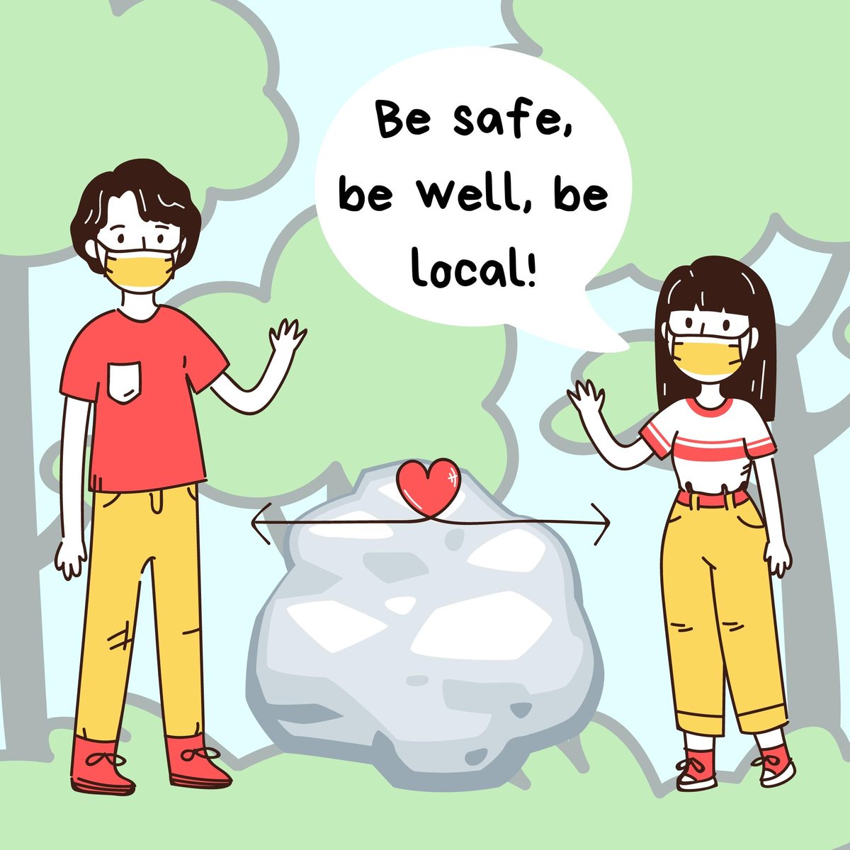 Nature_NH's tweet photo. When you're out exploring nature, remember to stay approximately one mid-sized granite rock away from others! (Made with Canva) #BeSafeBeWellBeLocal #RecreateResponsibly #SocialDistancing https://t.co/02bZAbbj1C